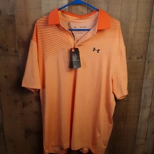 Under Armour Mens The Playoff Golf Polo Shirt Orange Heather Loose Fit XL NWT
